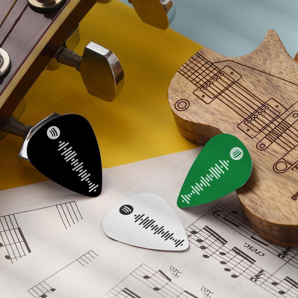Custom Scannable Spotify Code Guitar Pick, Engraved Custom Music Song Guitar Pick Black Gifts for Boyfriend 12Pcs