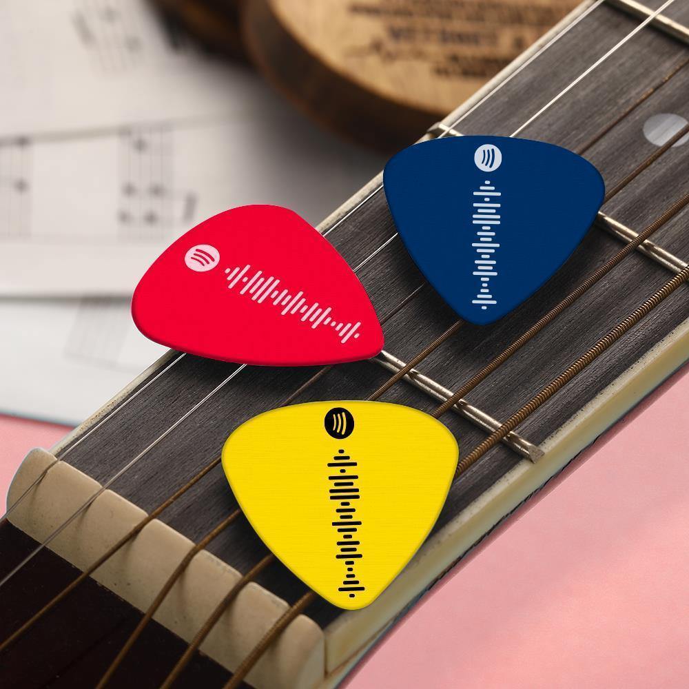 Custom Scannable Spotify Code Guitar Pick, Engraved Custom Music Song Guitar Pick Black Gifts Ideas 12Pcs