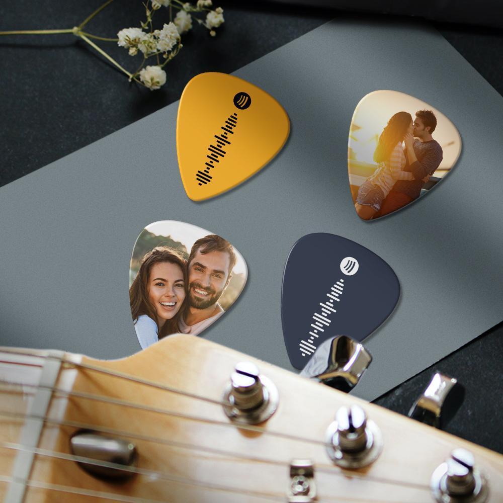 Scannable Spotify Code Guitar Pick, Engraved Music Song with Photo Guitar Pick Unique Gifts  12 Pcs - 