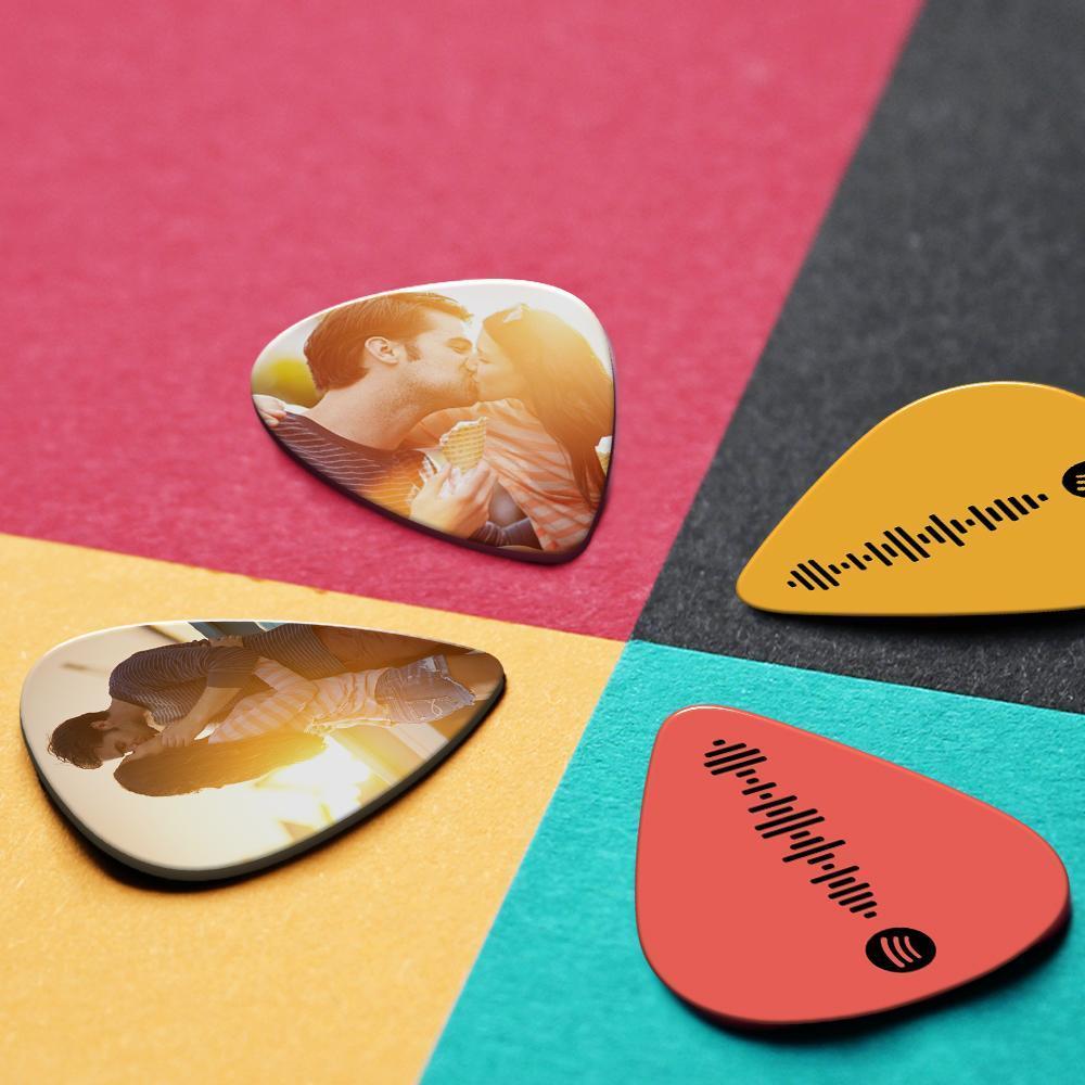Custom Scannable Spotify Code Guitar Pick, Engraved Custom Music Photo Guitar Pick Gifts for Friends Sweet Pink 12 Pcs - 
