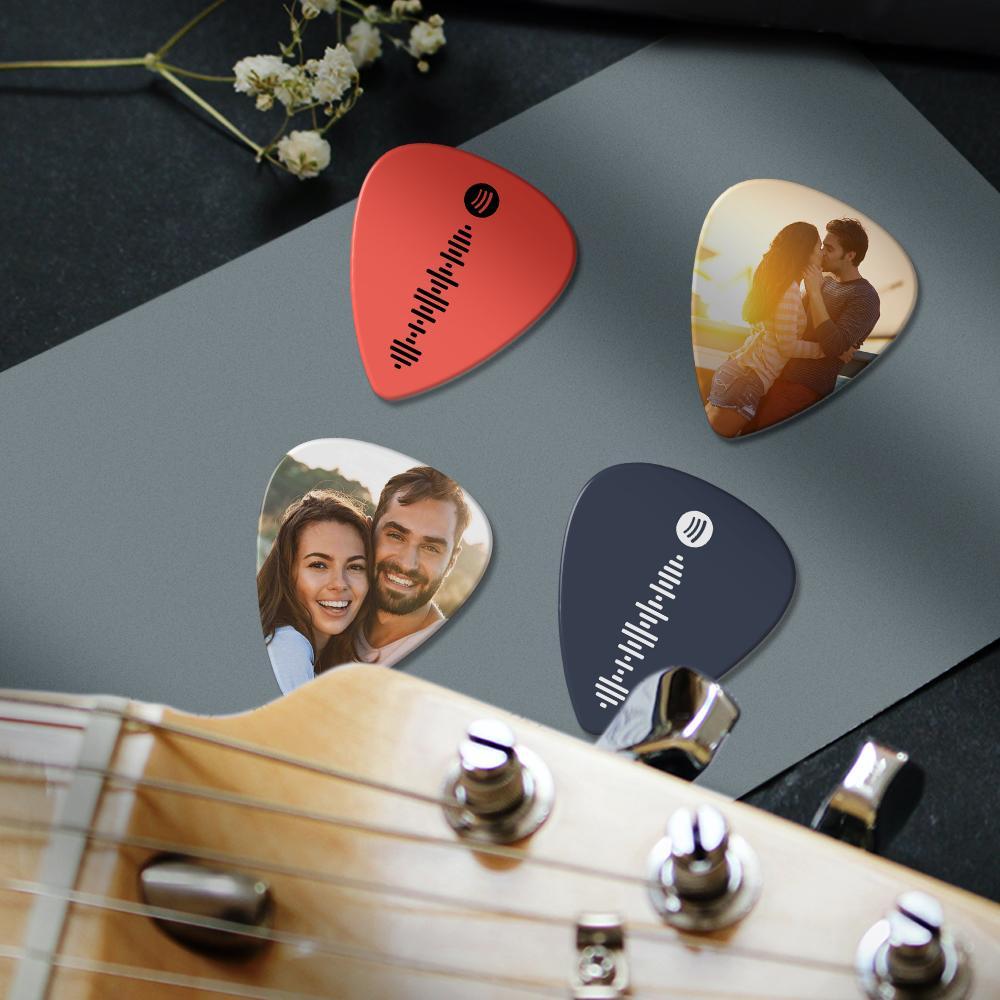 Custom Scannable Spotify Code Guitar Pick, Engraved Custom Music Photo Guitar Pick Gifts for Friends Sweet Pink 12 Pcs - 