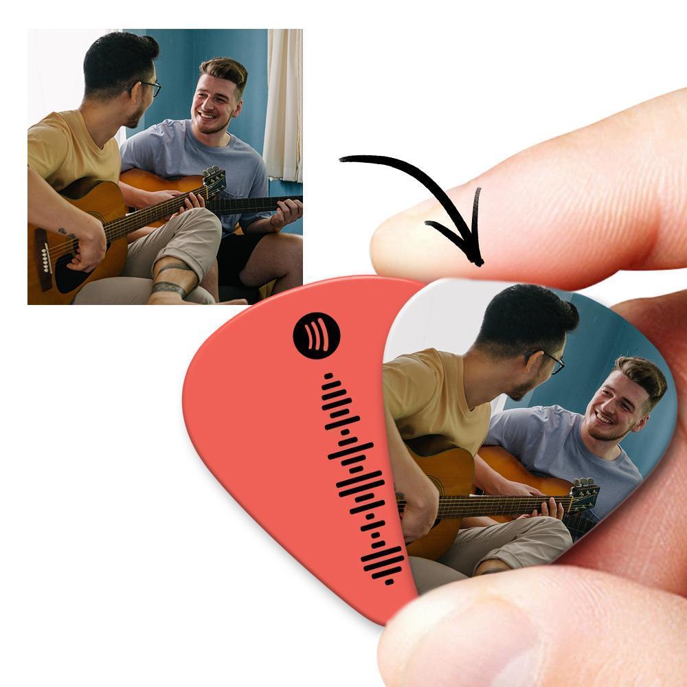 Scannable Spotify Code Guitar Pick, Engraved Music Song with Photo Guitar Pick Gifts for Family 12Pcs - 
