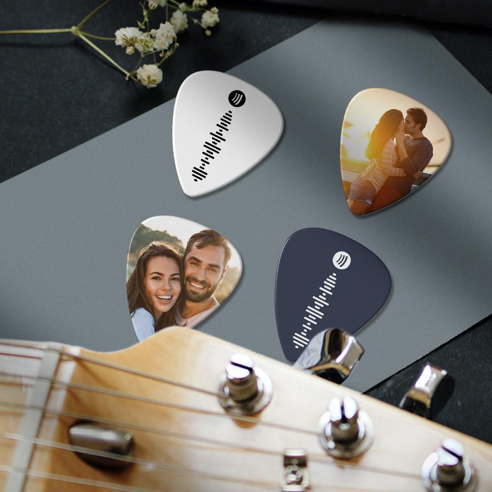 Scannable Spotify Code Guitar Pick, Engraved Music Song with Photo Guitar Pick Gifts for Family 12Pcs - 