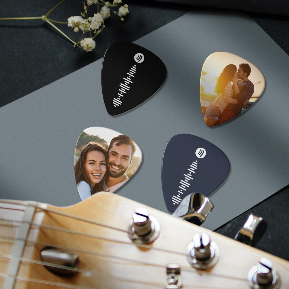 Scannable Spotify Code Guitar Pick, Engraved Music Song with Photo Guitar Pick Gifts for Baby 12Pcs - 