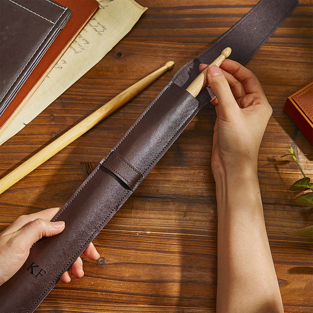 Custom Engraved Leather Drumstick Bag Simple Music Gift - soufeelmy