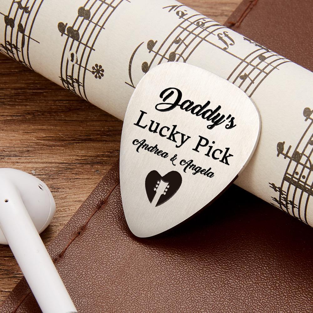 Custom Engraved Metal Plectrum Lucky Guitar Pick Music Lover Gift For Dad - soufeelmy