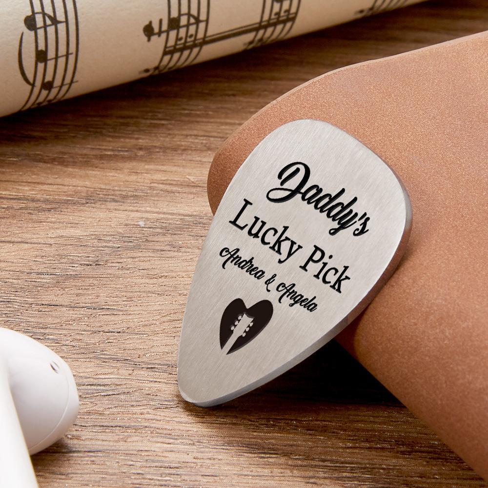 Custom Engraved Metal Plectrum Lucky Guitar Pick Music Lover Gift For Dad - soufeelmy