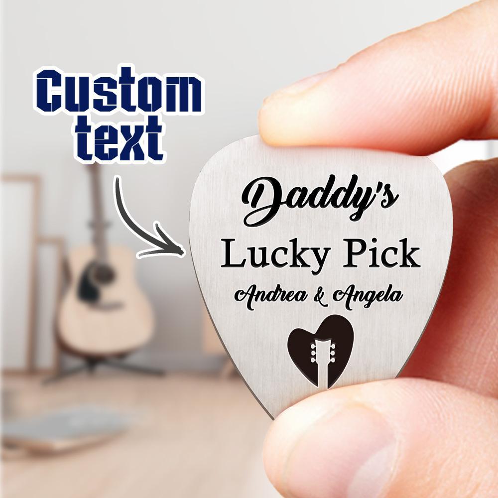 Custom Engraved Metal Plectrum Lucky Guitar Pick Music Lover Gift For Dad - soufeelmy