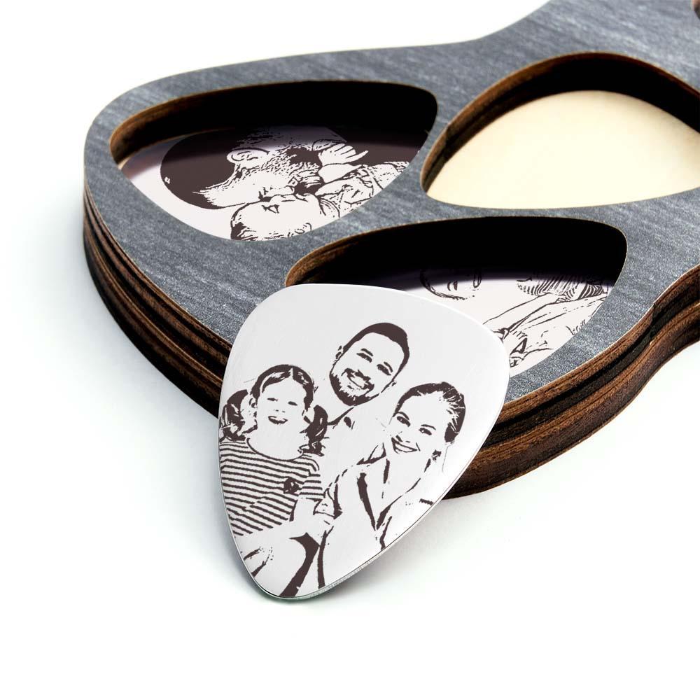 Personalised Wooden Picks Case Guitar Picks Set Engraved Box with 3 Guitar Picks Great Gifts for Him - soufeelmy