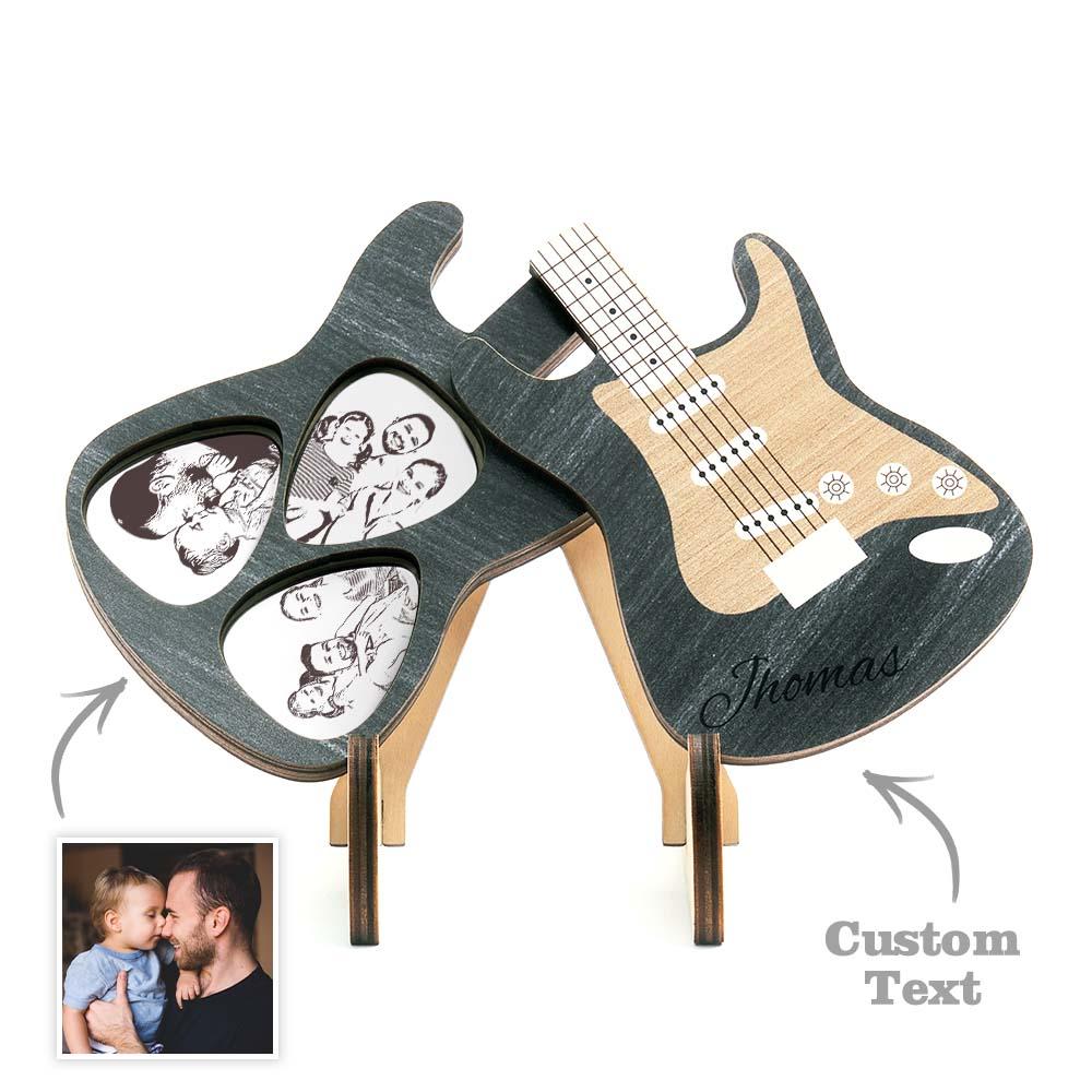 Personalised Wooden Picks Case Guitar Picks Set Engraved Box with 3 Guitar Picks Great Gifts for Him - soufeelmy