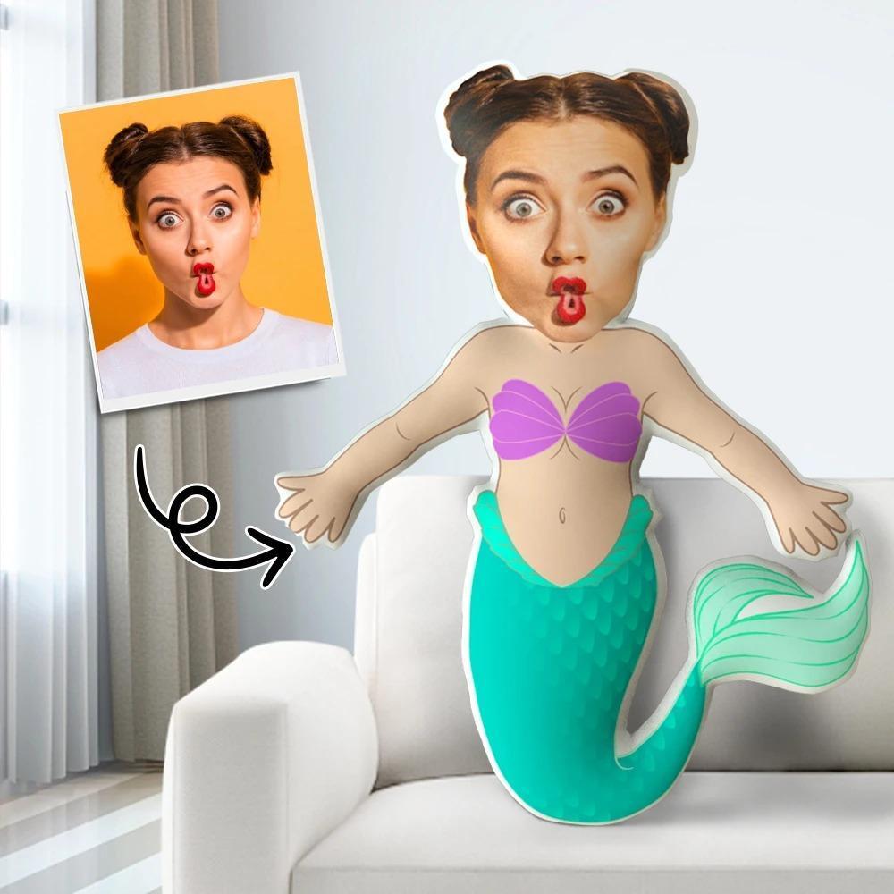 My Face Doll Custom Photo Pillow The Mermaid Throw Pillow AR View Gift - soufeelmy