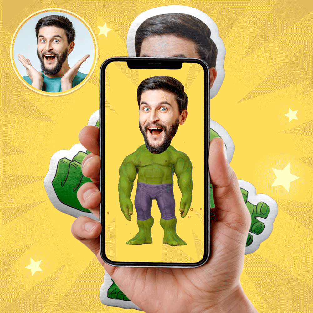 Body Pillow My Face Doll Custom Dolls Hulk Photo Pillow MiniMe Doll AR View Gift For Boyfriend - soufeelmy
