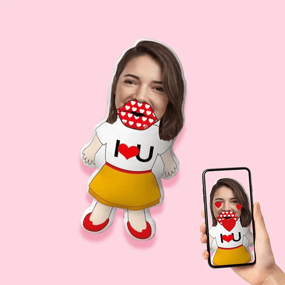 Custom Face Pillow Female I LOVE U Pillow Personalized Face MinIMe Pillow - soufeelmy