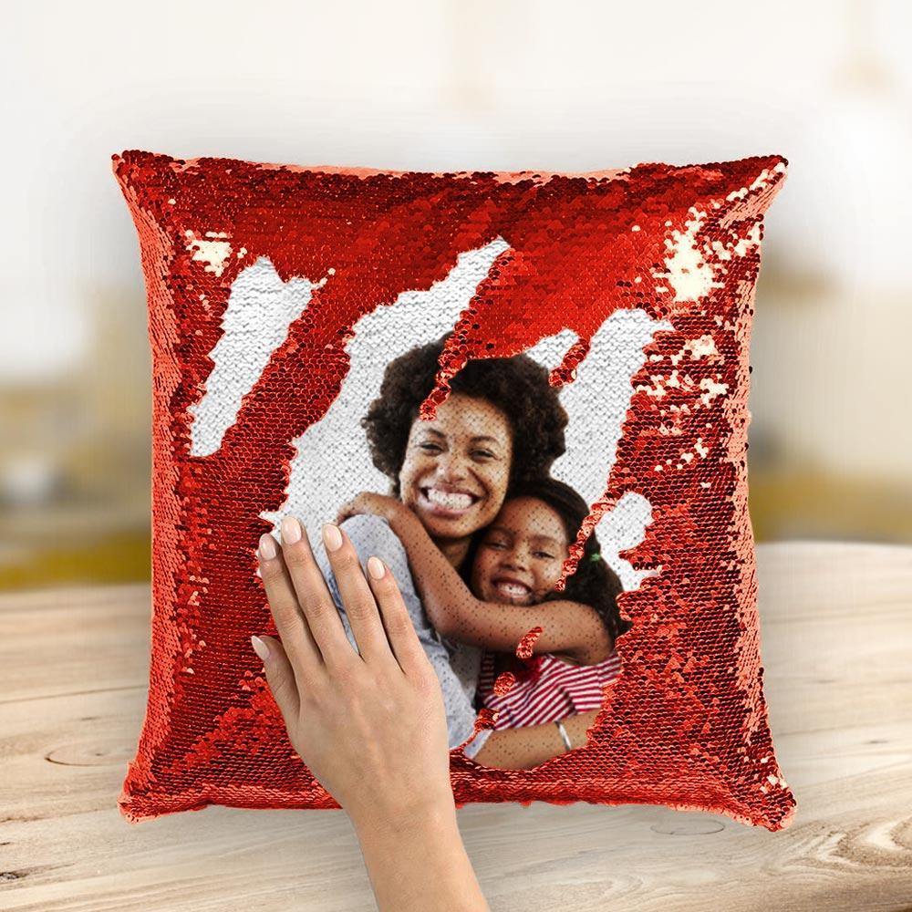 Photo Magic Sequins Pillow Red Shiny Best Gifts 15.75 * 15.75 - soufeelmy