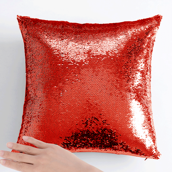 Photo Magic Sequins Pillow Red Shiny Best Gifts 15.75 * 15.75 - soufeelmy