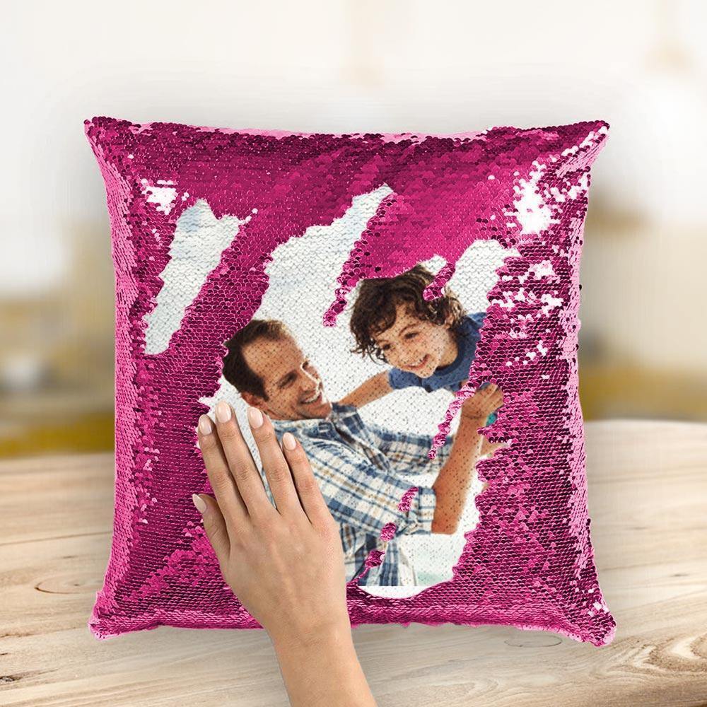 Custom Photo Magic Sequins Pillow Pink Color Shiny Home Decor 15.75 * 15.75 - soufeelmy