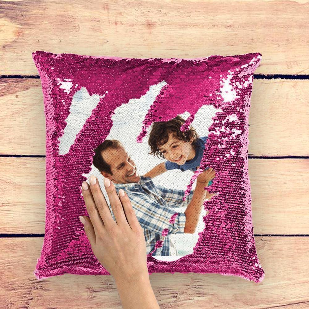 Custom Photo Magic Sequins Pillow Pink Color Shiny Home Decor 15.75 * 15.75 - soufeelmy