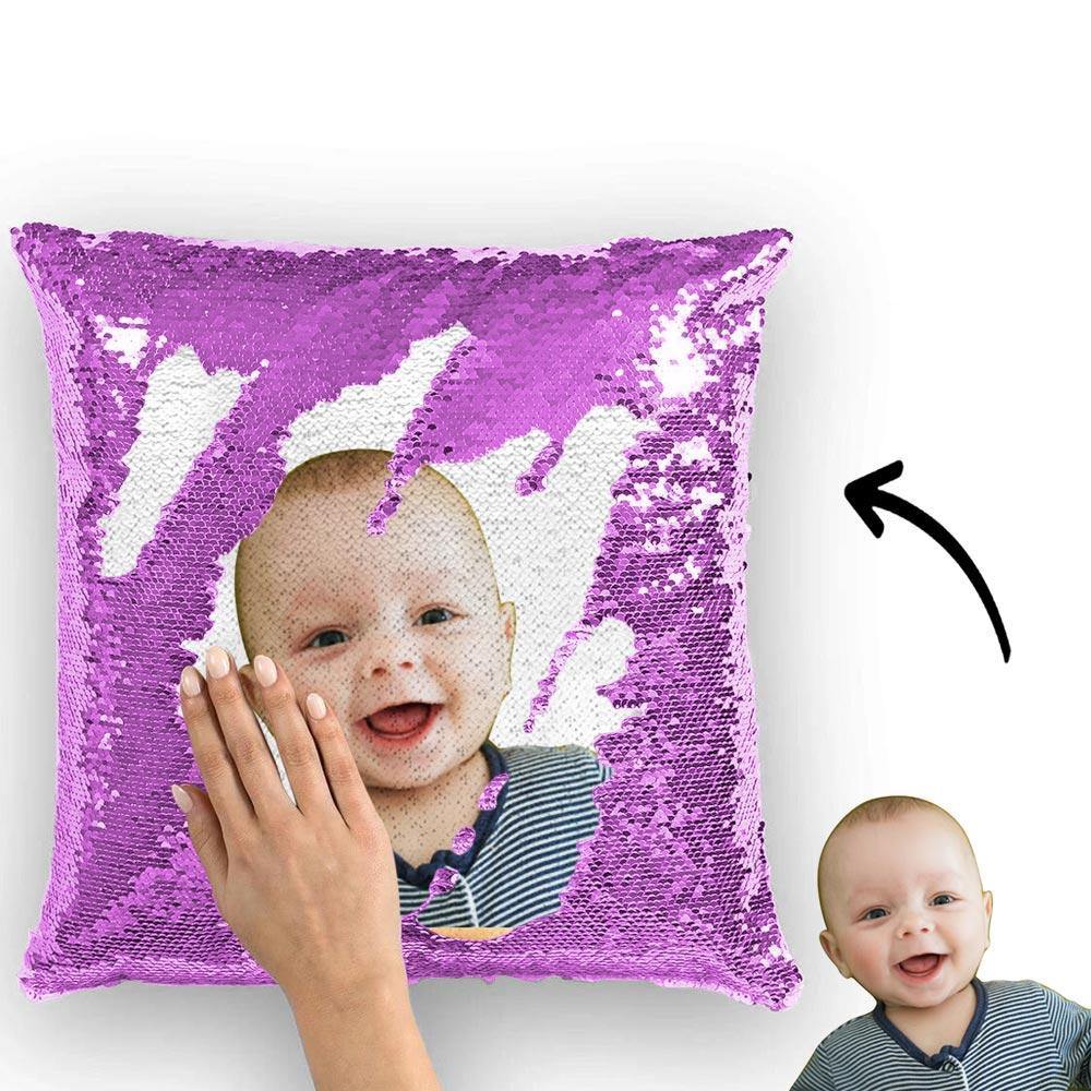 Photo Magic Sequins Pillow Purple Shiny Cute 15.75 * 15.75 - soufeelmy