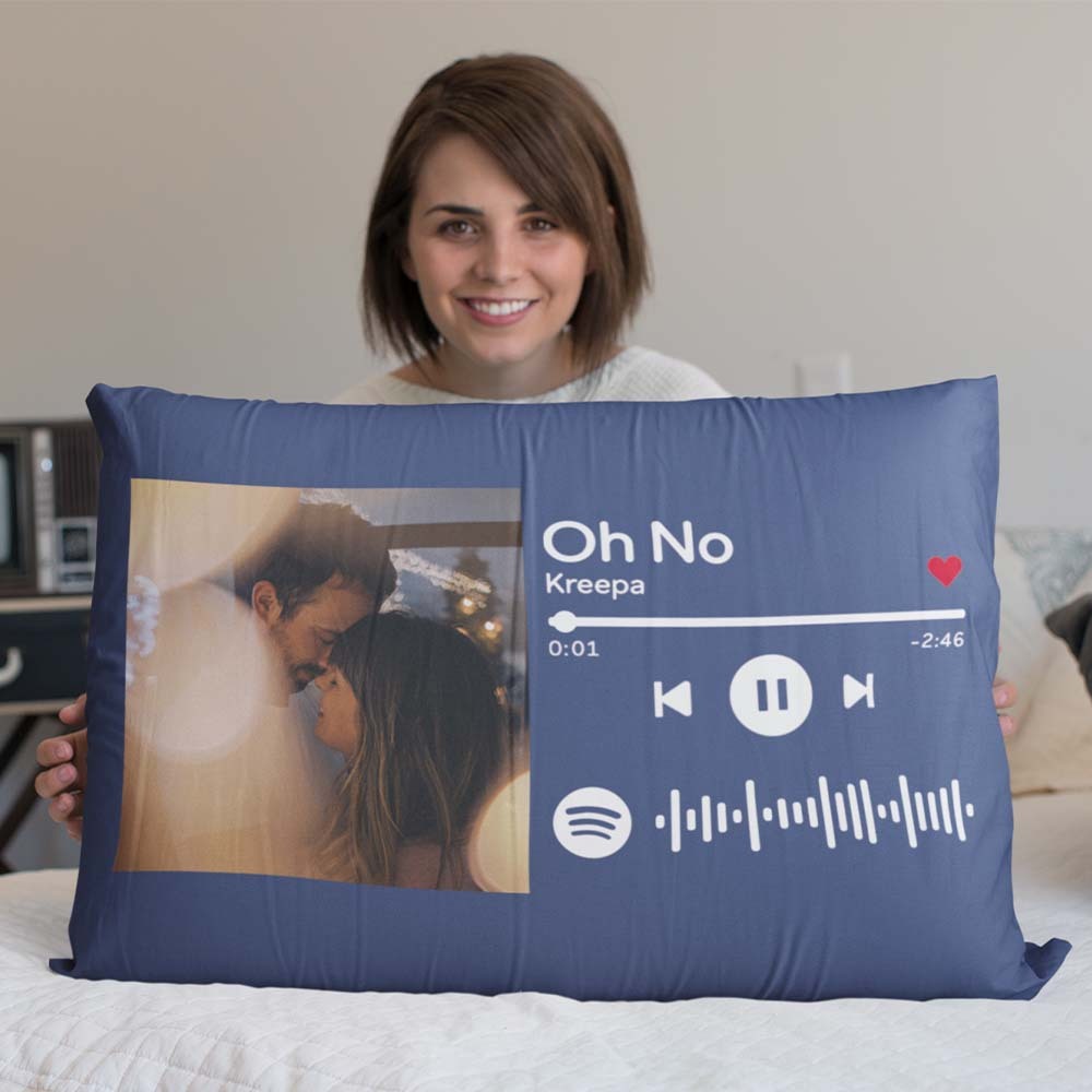 Custom Photo Scannable Spotify Code Pillow Personalized Music Rectangle Pillowcase Housewarming Gifts - soufeelmy