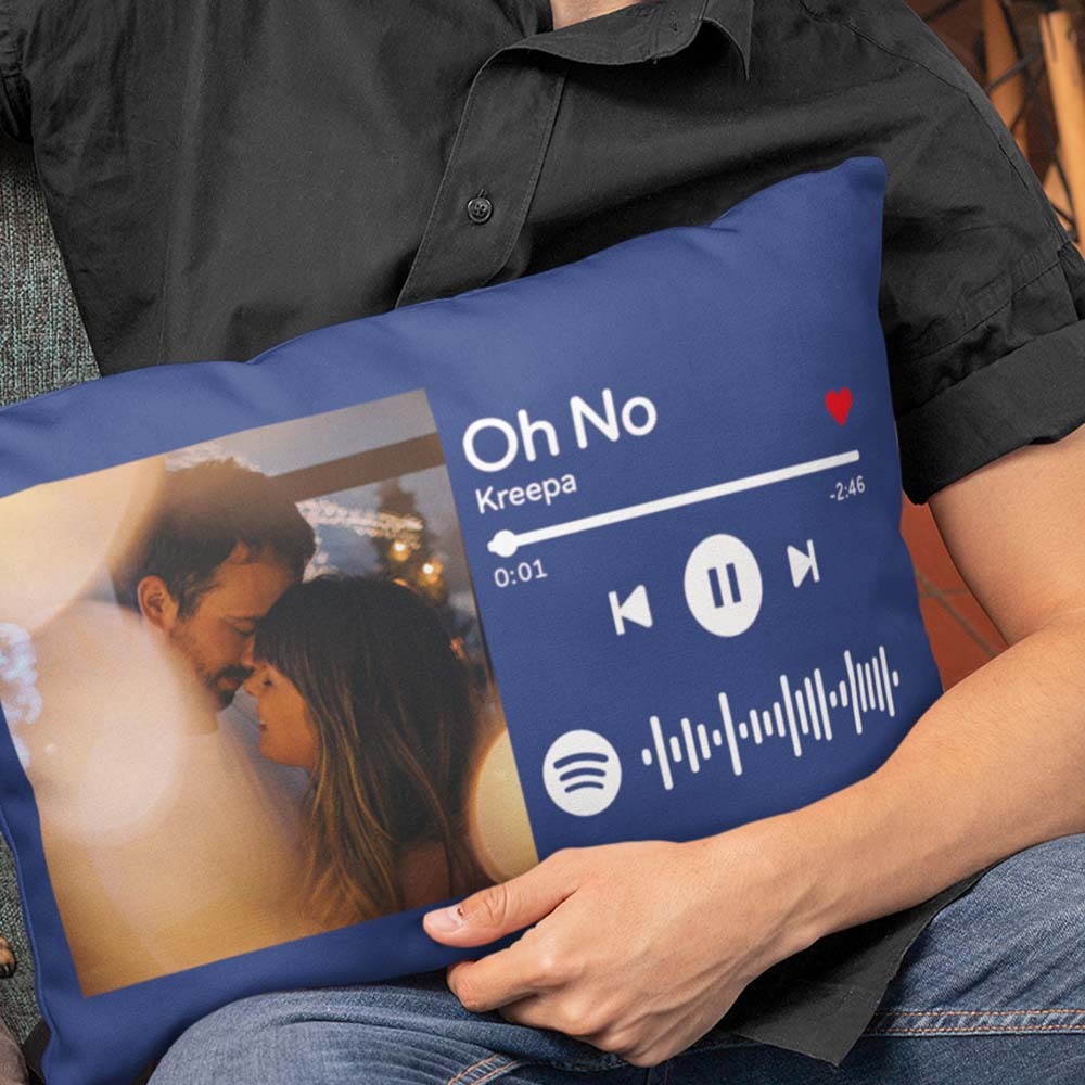 Custom Photo Scannable Spotify Code Pillow Personalized Music Rectangle Pillowcase Housewarming Gifts - soufeelmy
