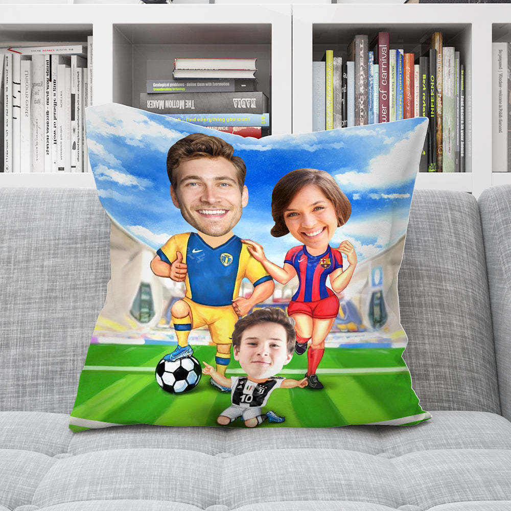 Custom Face Father's Day Pillow Customized Family Football Pillow Best Father's Day Gift - soufeelmy
