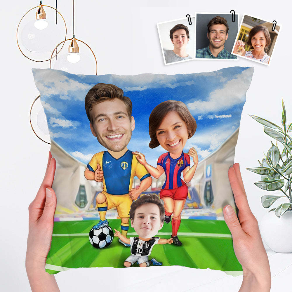 Custom Face Father's Day Pillow Customized Family Football Pillow Best Father's Day Gift - soufeelmy