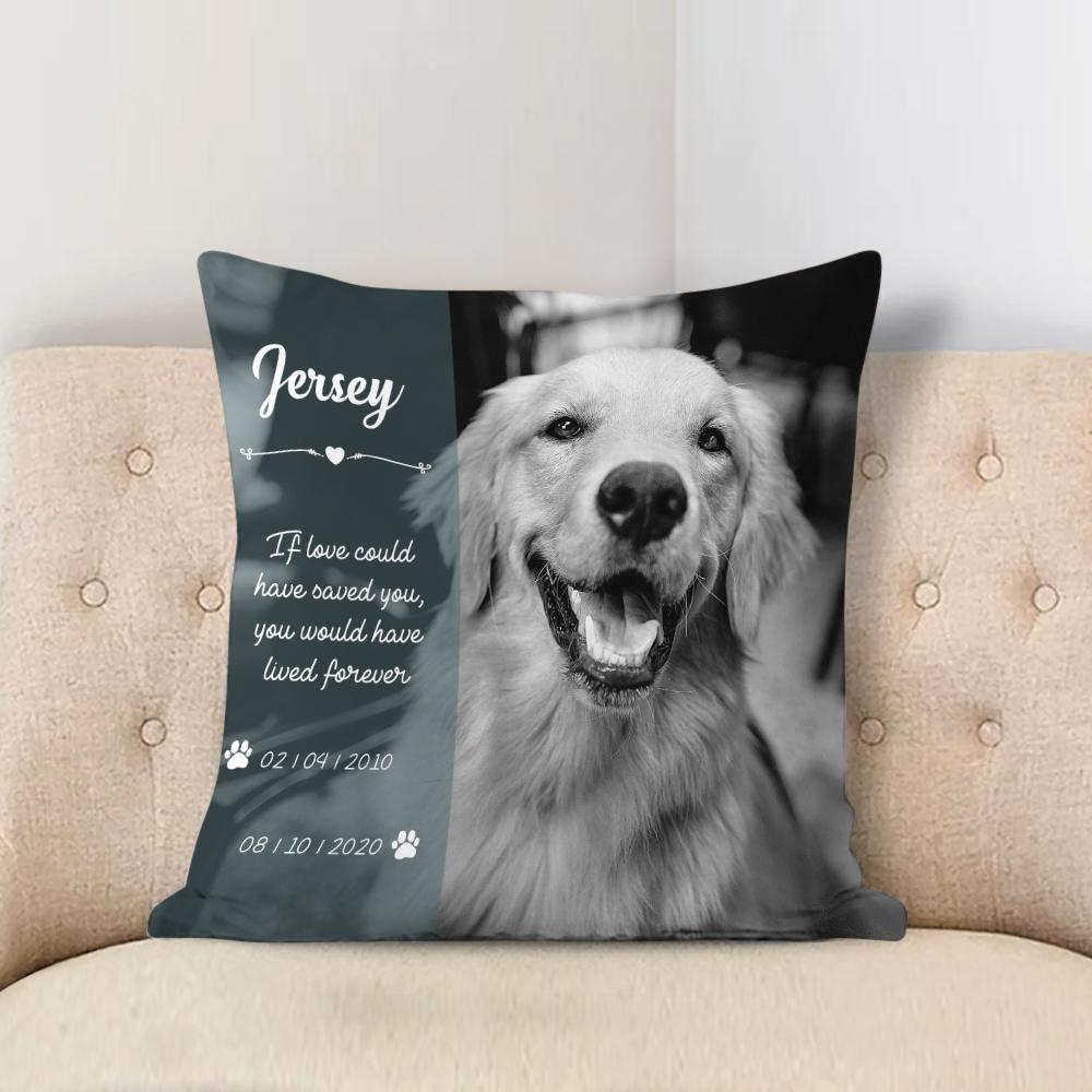 Pet Memorial Photo Pillow With Black And White Effect. Professional Photo Editing Included. Pillow Case Option Available. Pet Loss Gift - soufeelmy
