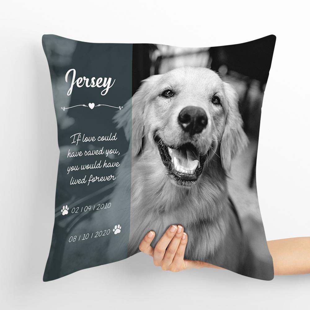 Pet Memorial Photo Pillow With Black And White Effect. Professional Photo Editing Included. Pillow Case Option Available. Pet Loss Gift - soufeelmy