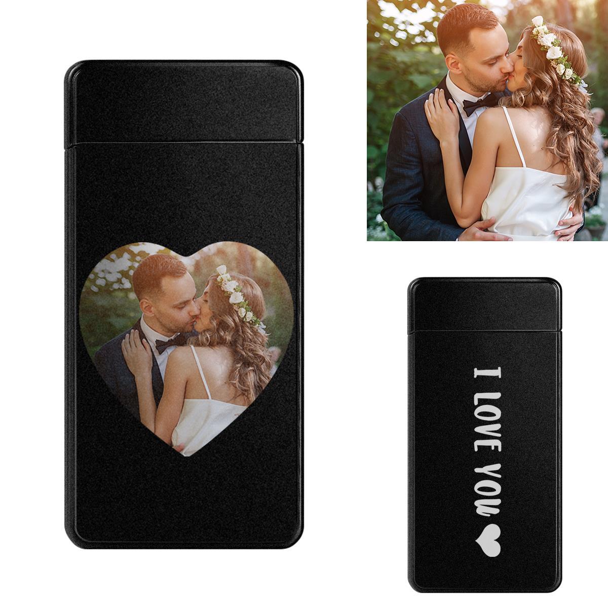 Custom Colorful Electric Cigarette Heart Photo Engraved Lighter USB Power - soufeelmy