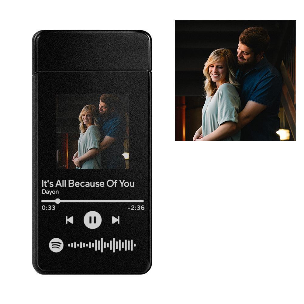 Scannable Custom Spotify Code Lighter Engraved Music Song Photo Lighter Gifts for Him - 