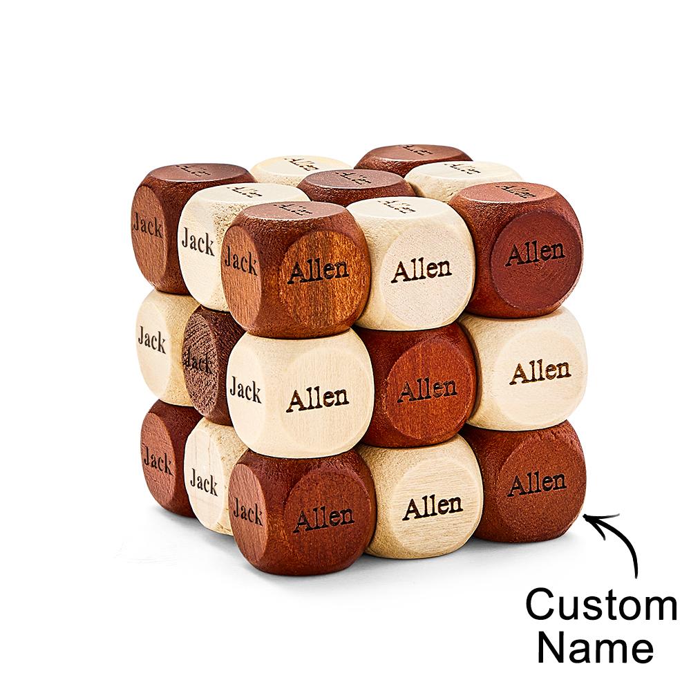 Cube Puzzle Game Wooden Snake Puzzles Family Night Game Toy Fun Games and Board Game with Family Name Best Gift for Baby Family - soufeelmy