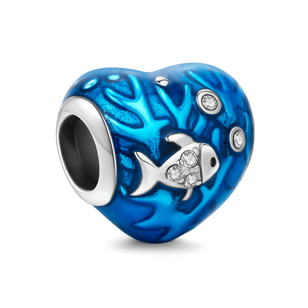 Fish and Coral Charm Silver Swarovski Crystal - soufeelus