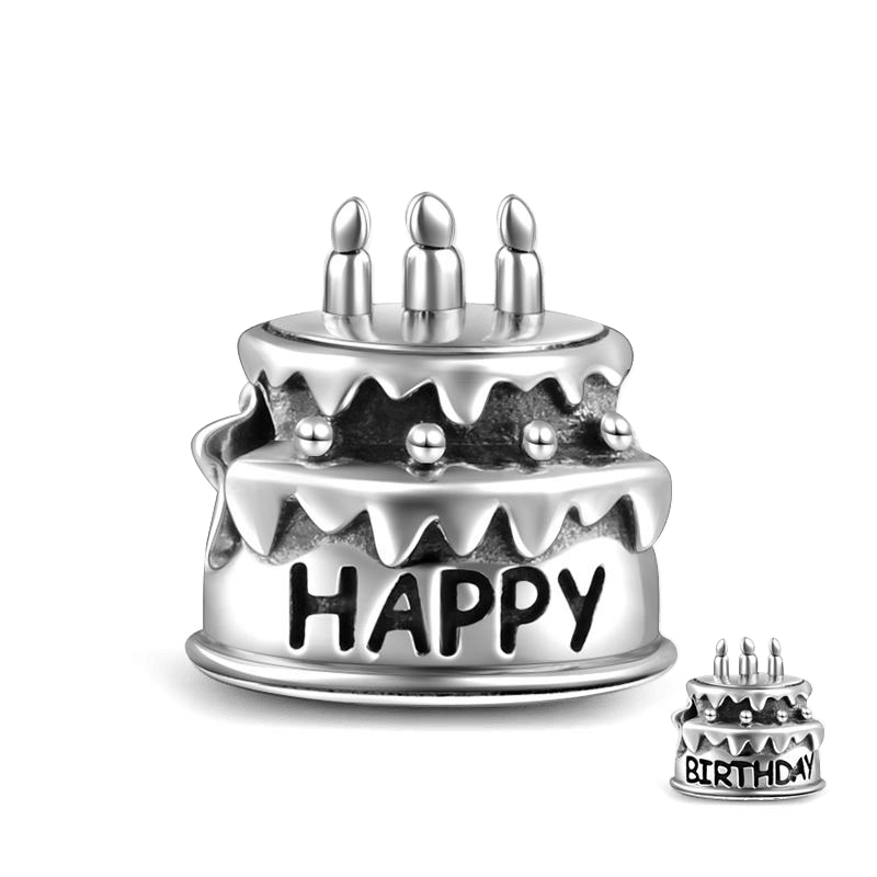 Birthday Cake Charm Silver - soufeelus