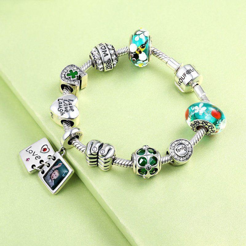 Swarovski Crystal Love Photo Album Photo Charm Silver - soufeelus