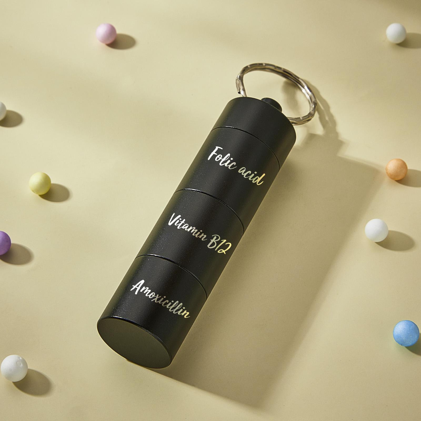 Custom Engraved keychain Pill box Portable Creative Gifts - soufeelmy