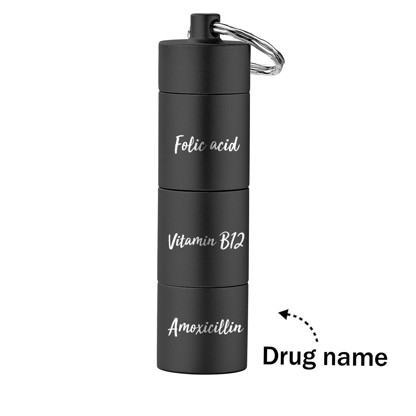 Custom Engraved keychain Pill box Portable Creative Gifts - soufeelmy