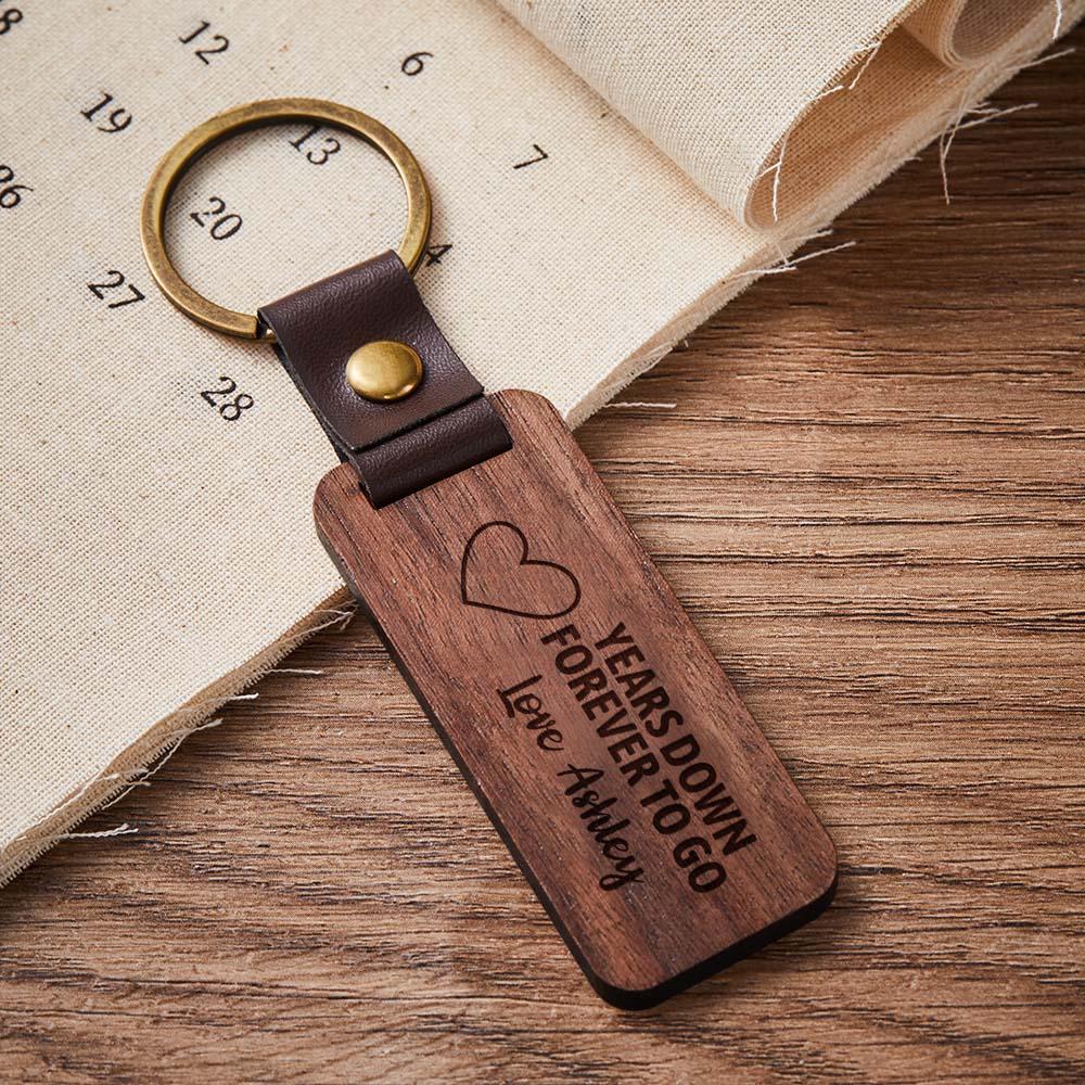 Scannable Spotify Code Wood Keychain Engraved YEARS DOWN FOREVER TO GO Keychain Father's Day Gifts - soufeelmy