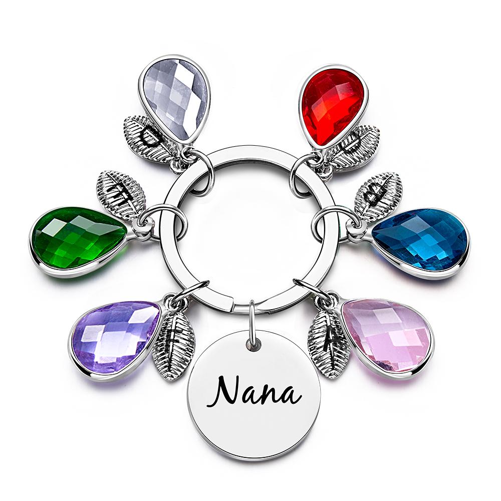Custom Engraved Birthstone Keychain Leaf Delicate Gifts - soufeelmy