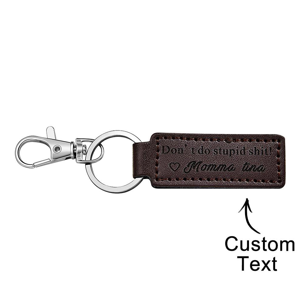 Custom Engraved Keychain Funny Personalized Leather Gifts - soufeelmy
