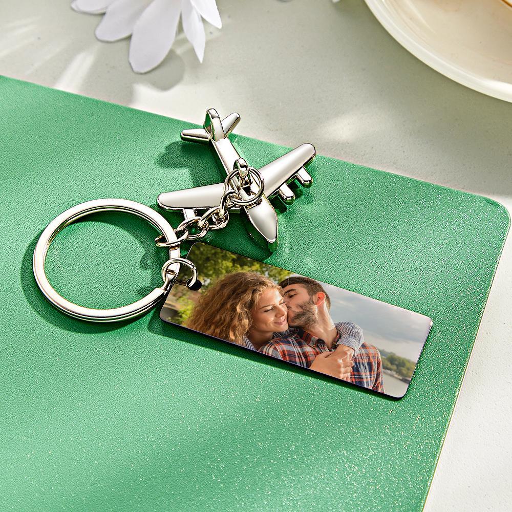 Custom Photo Engraved Keychain Fly Safe I Need You Here Creative Gifts - soufeelmy