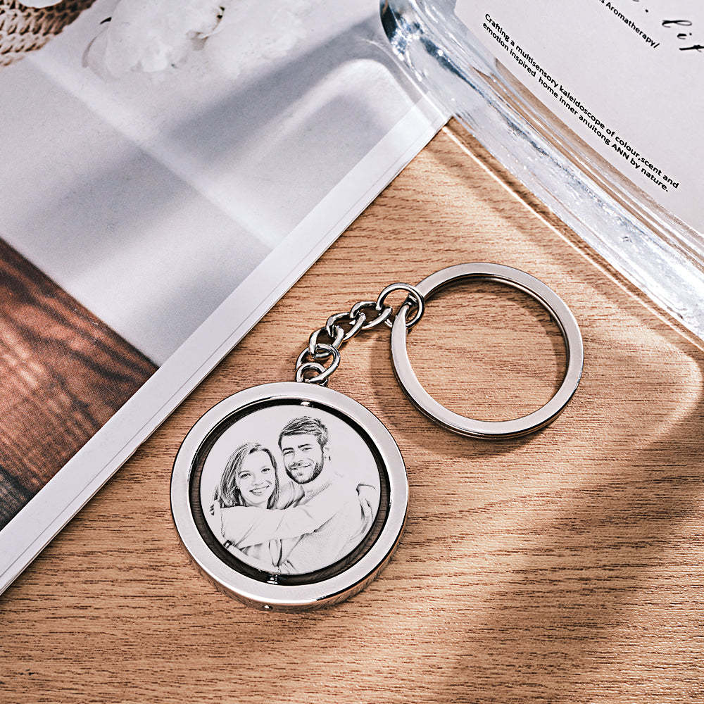 Custom Photo Calendar Keychain Rotate Special Date Couple Anniversary Gifts - soufeelmy