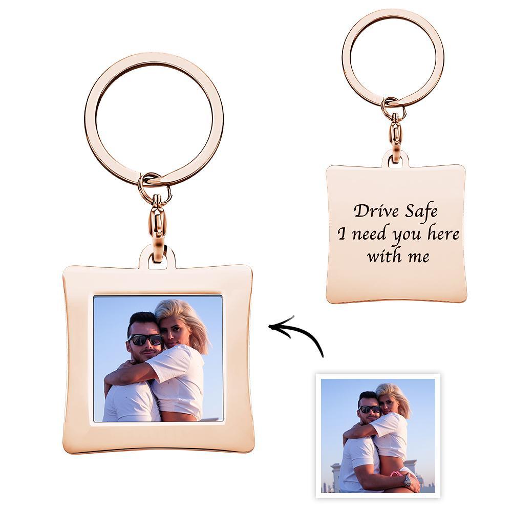 Personalized Photo Keychain Engraved Sturdy Stainless Steel Key Ring Gifts For Him - soufeelmy