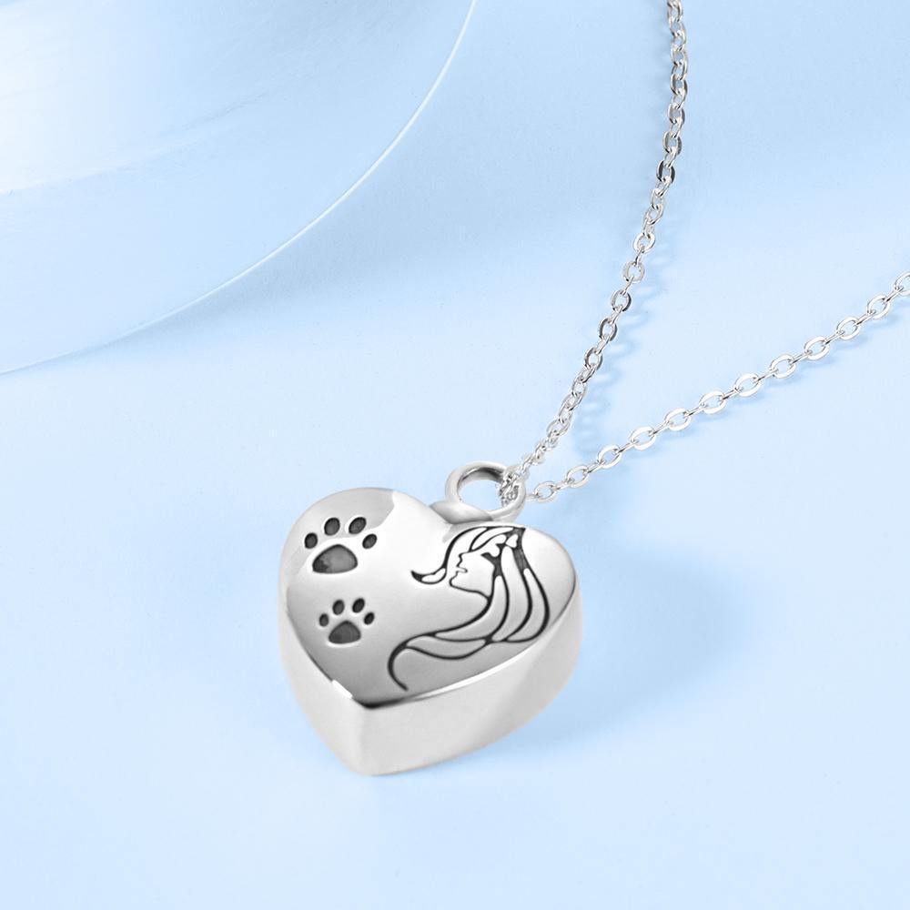 Custom Urn Necklace Photo Necklace Cremation - Silver - soufeelus