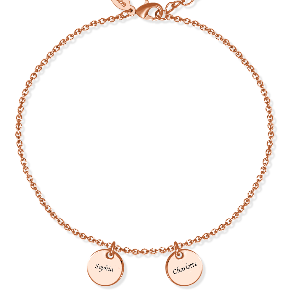 Engraved Two Coins Anklet Rose Gold Plated Silver - soufeelus