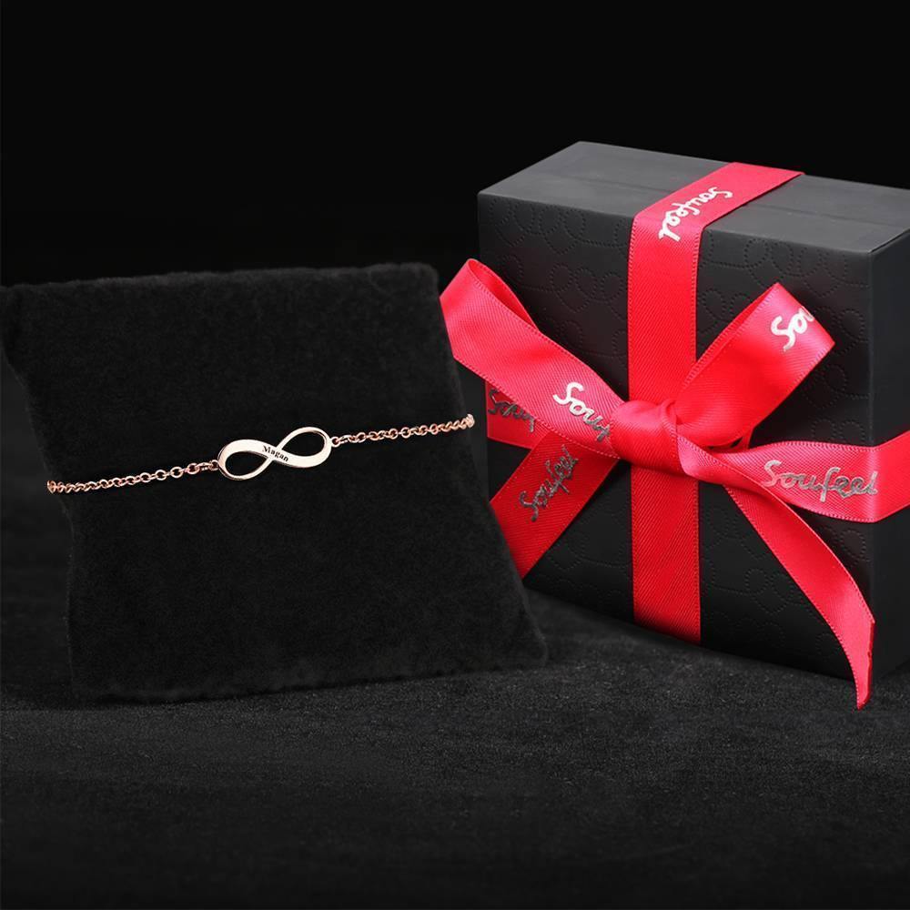 Engraved Infinity Anklet Rose Gold Plated Silver - soufeelus