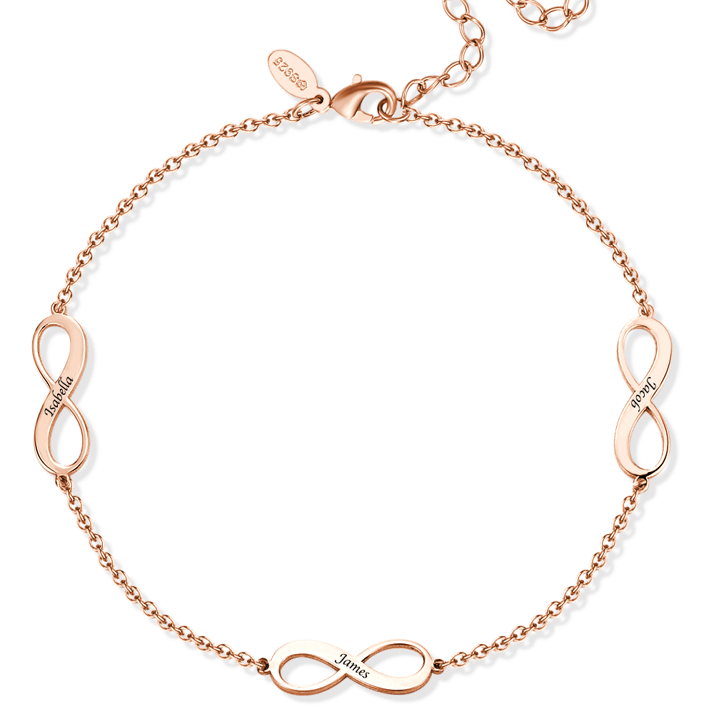 Engraved Infinity Anklet Rose Gold Plated Silver - soufeelus