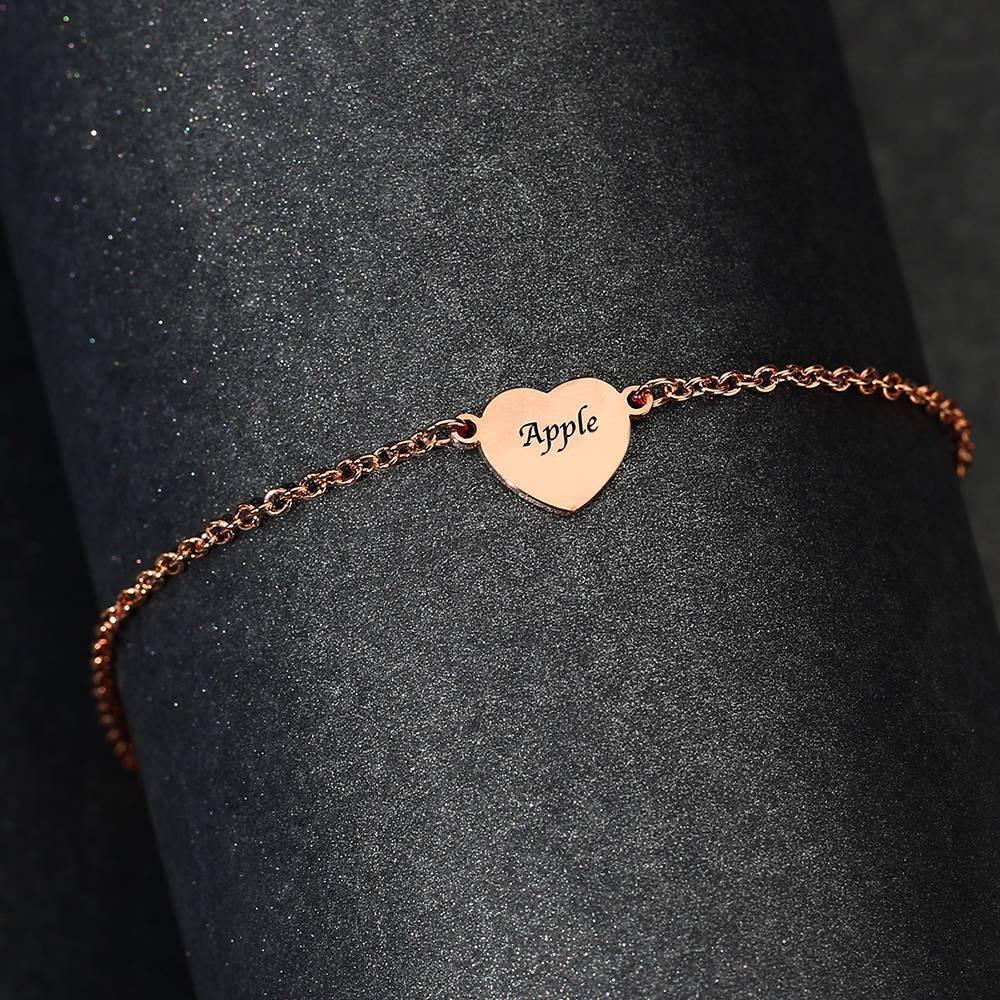 Engraved Heart Anklet Rose Gold Plated Silver - soufeelus