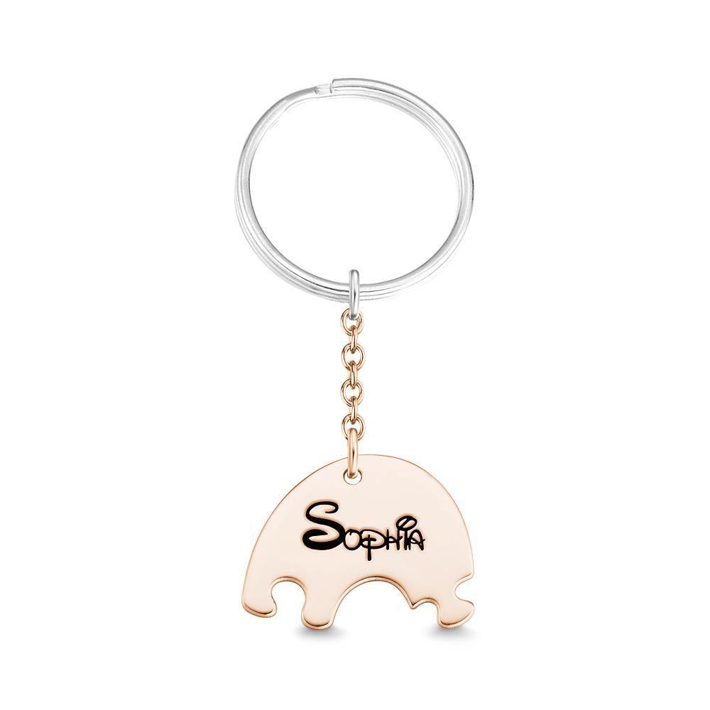 Engraved Keychain, Name Keychain Memorial Gifts Rose Gold Plated - 