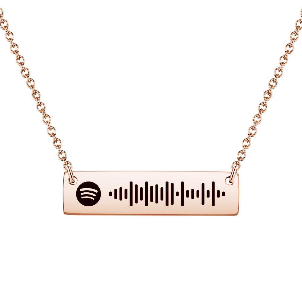 Scannable Spotify Code Bar Necklace Engraved Necklace 50cm+5cm -
