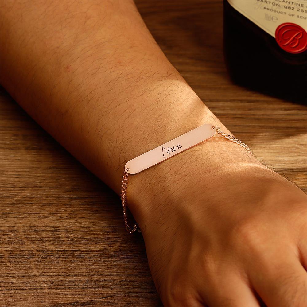 Men's Bracelet Men's Bracelet Old English Name Bracelet Name Bracelet Personalised Gift -Rose Gold - soufeelus